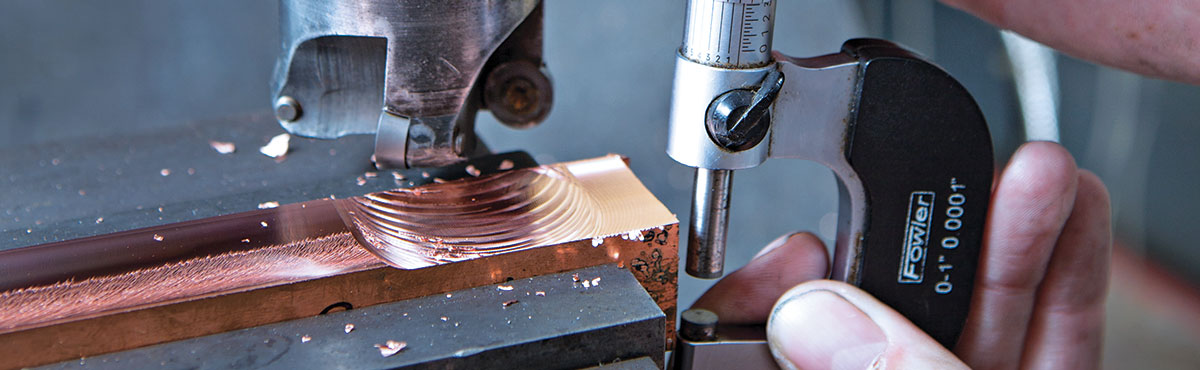 Close-up shot of copper being machined
