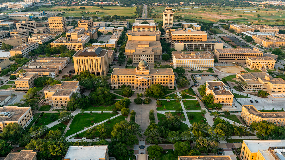 Aerial image of Texas A&amp;M Campus.