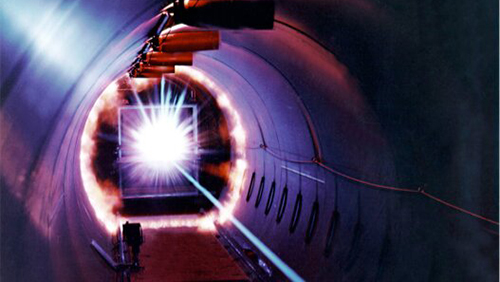 An explosion from a particle beam in a closed tunnel