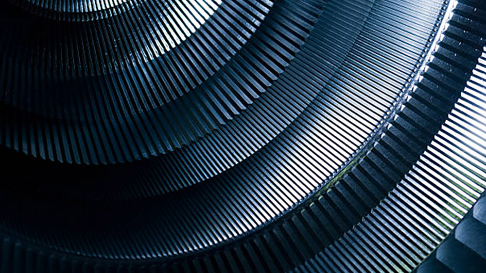 Close up image of metal fan blades