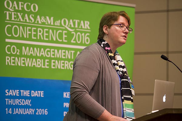 Photo of Interim Dean Ann Kenimer at the QAFCO-Texas A&amp;M University at Qatar Conference