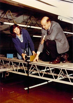 1985 - Randall and Kathy Harris at 3D Wave Basin in Hydromechanics Lab