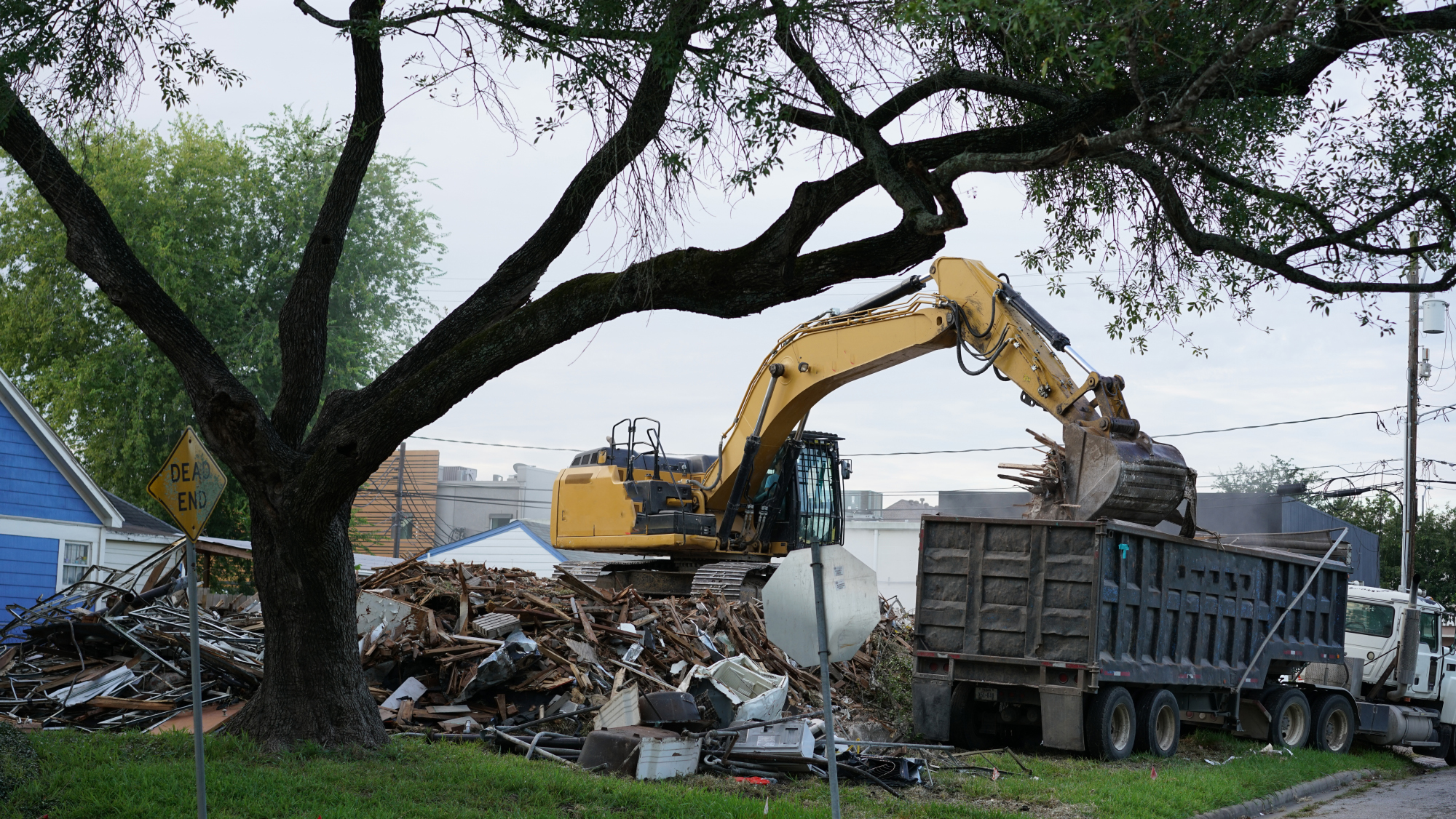 Clearing debris after Hurricane Harvey