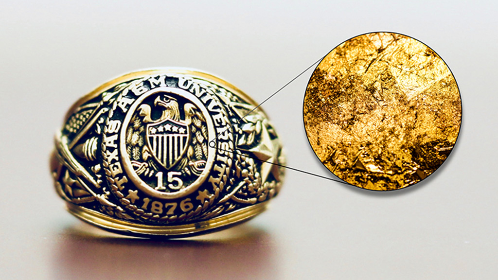Aggie Ring under microscope