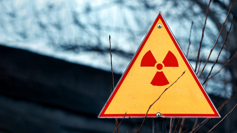 A radiation warning sign