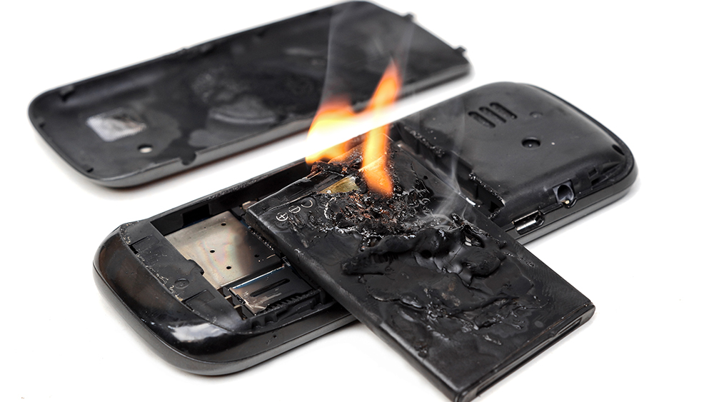 Image of a cell phone on fire