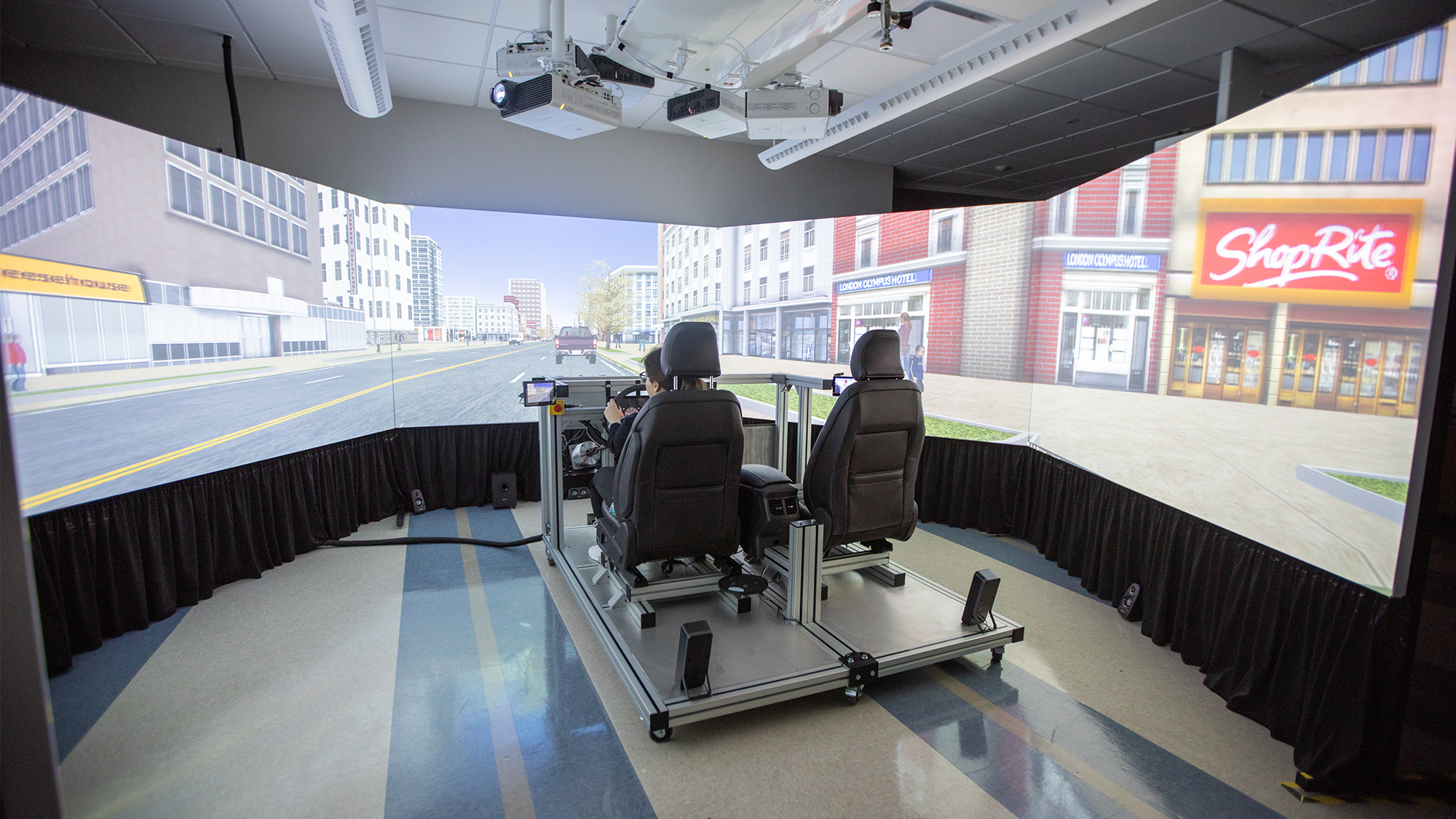 The driving simulator lab in the industrial and systems engineering department