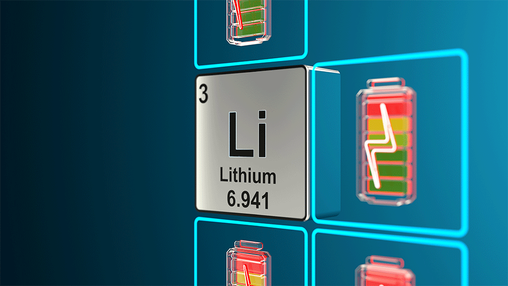 Lithium on periodic table with batteries