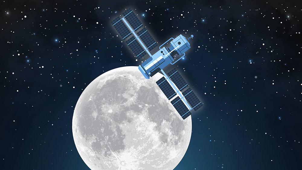 Illustration of satellite orbiting the moon