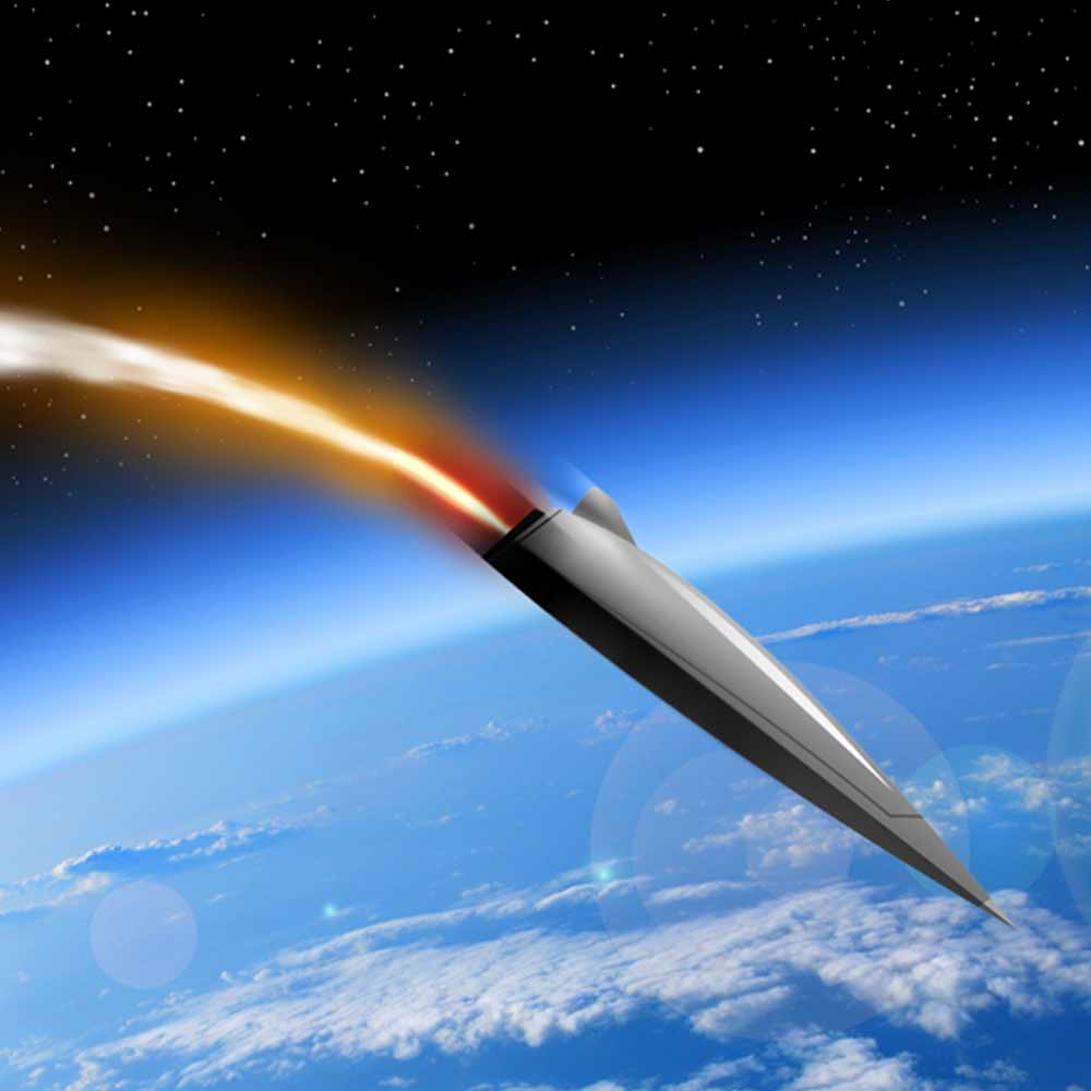 Artistic rendering of hypersonic aircraft above the Earth.