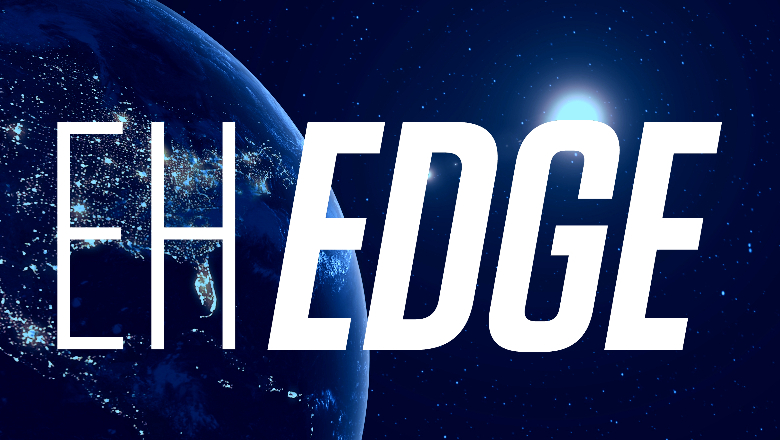 EH EDGE program name overlaying a photo of Earth with solar flare.