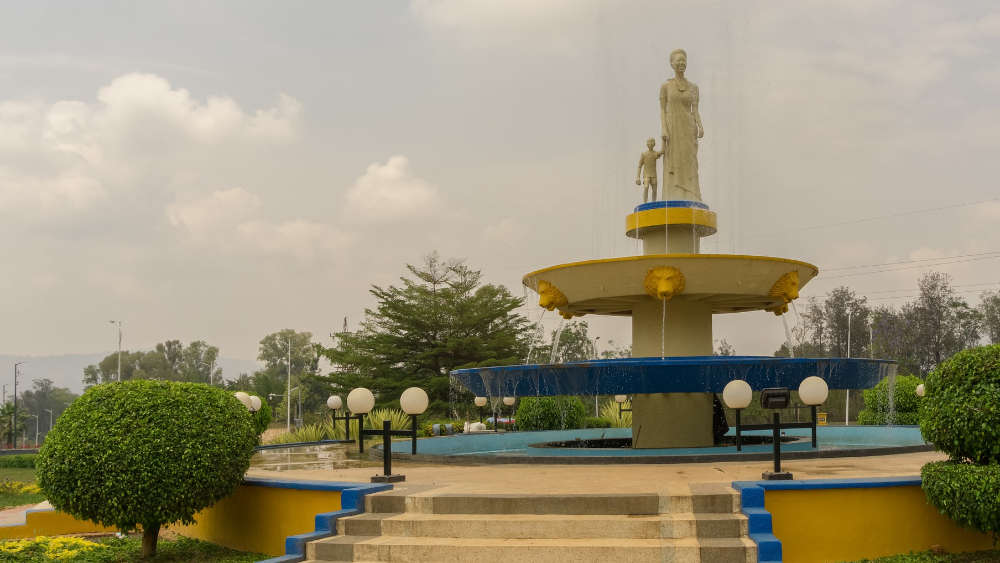 Fountain in park in Kigali, Rwanda