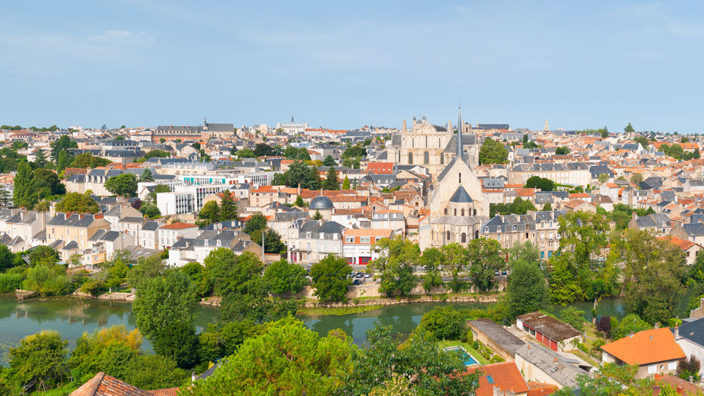 Panorama of Poitiers at a summer day.