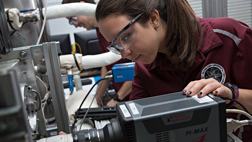 Female student in hypersonics lab