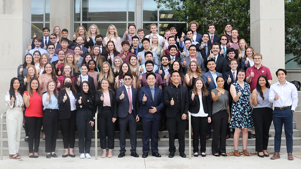 Class photo of biomedical engineering students, May 2022