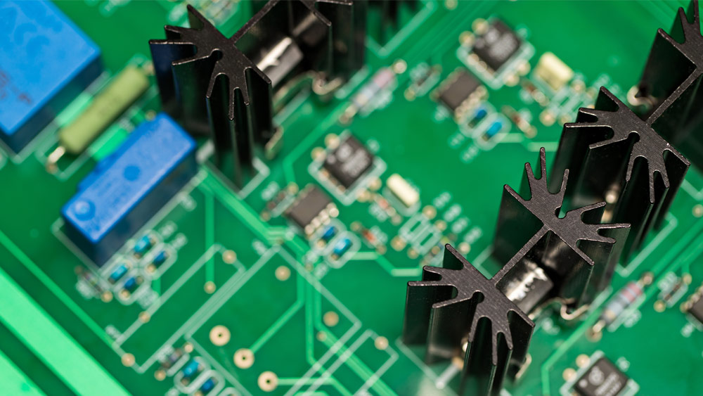 Closeup of a VLSI circuit board. 