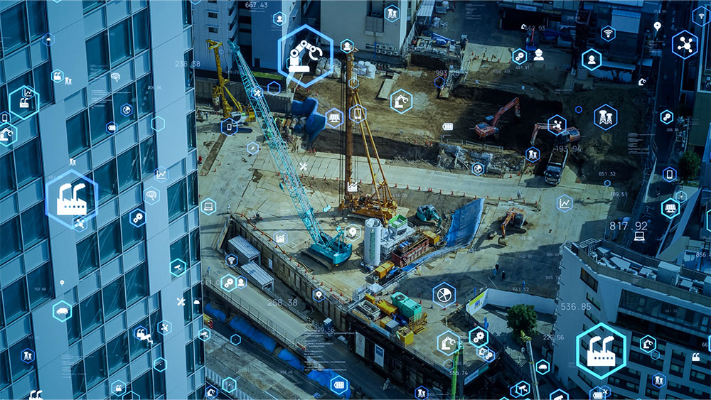 Construction site with graphics overlaid