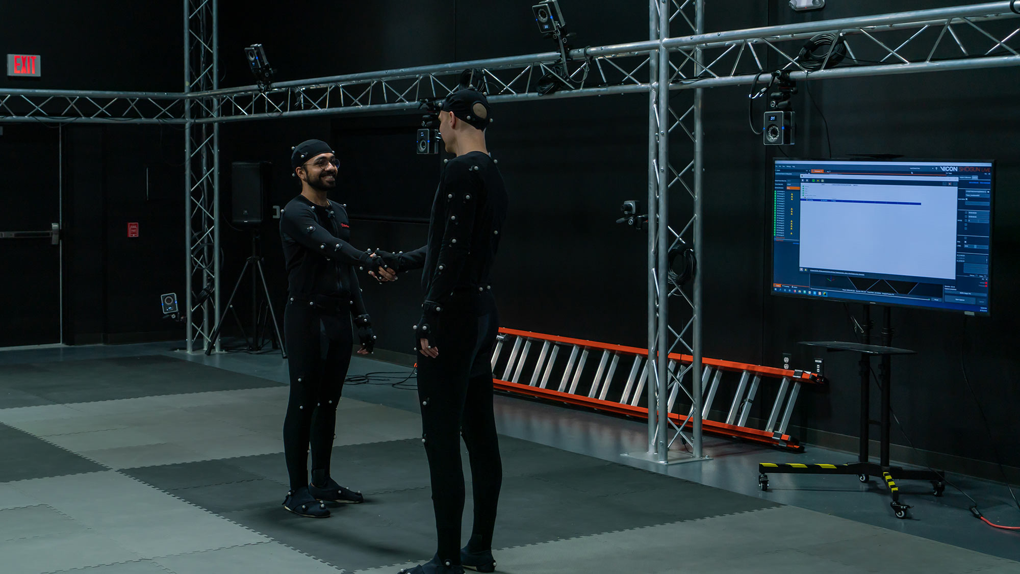 Student researchers using motion capture technology