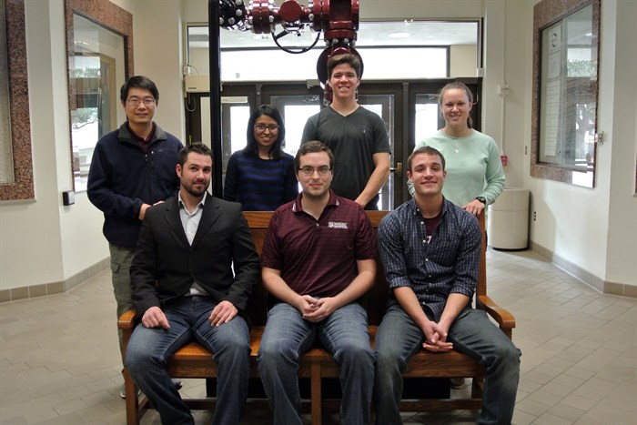 2014 wood bench with students