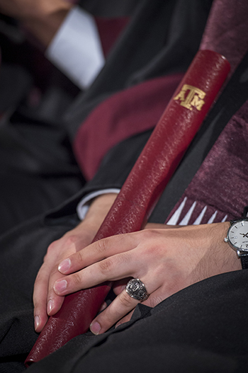 Photo of Texas A&M at Qatar Commencement 2016 diploma Aggie ring