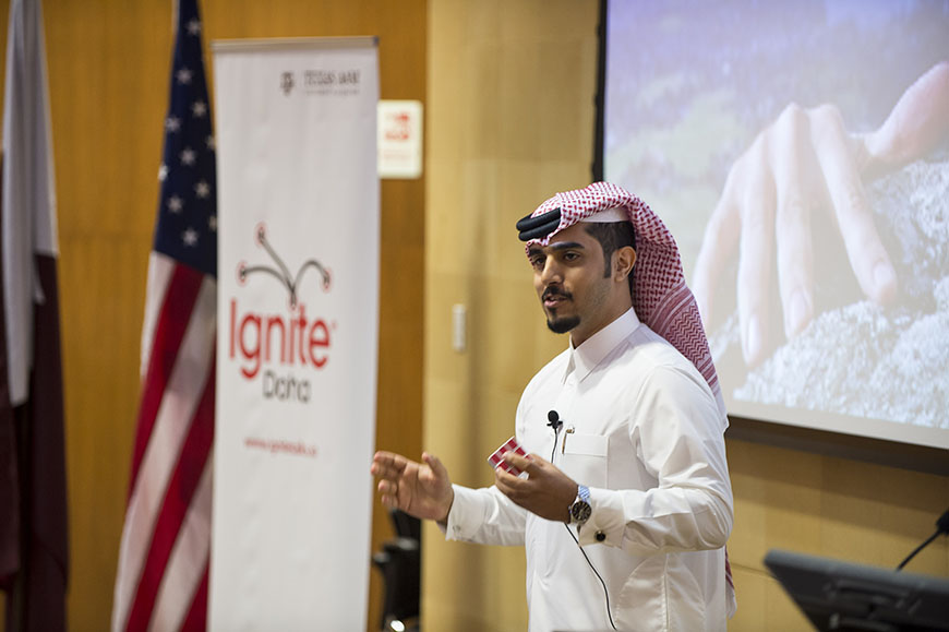 Photo of winning IgniteDoha presentation