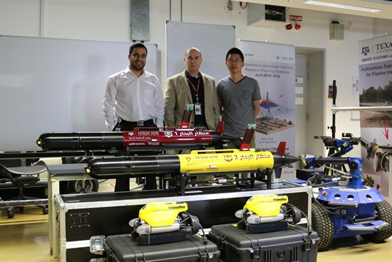 Photo of AUV made in the Smart System Lab at Texas A&M at Qatar