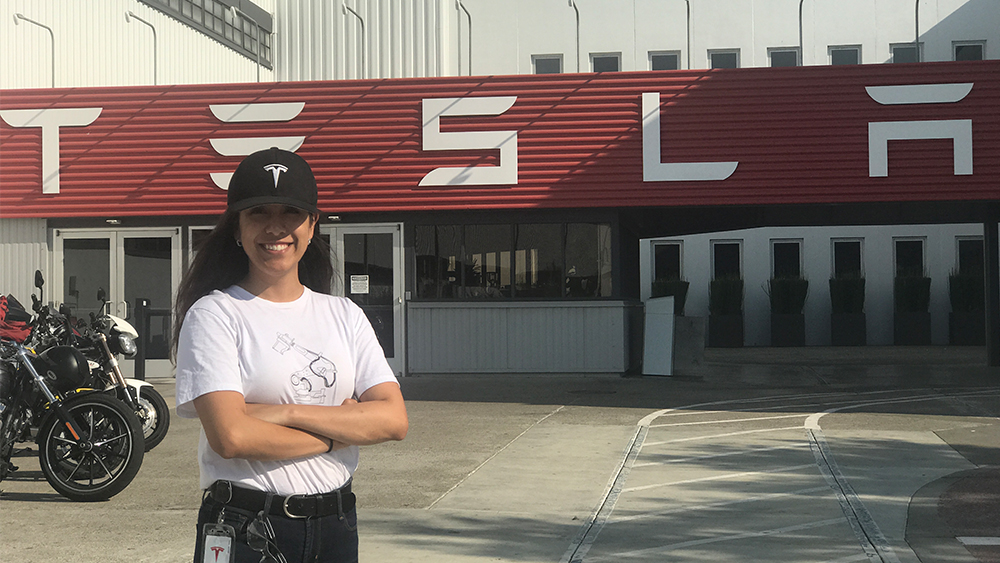 Alejandra Hernandez, an undergraduate student, interns with Tesla.