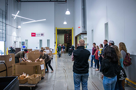 group of people at food bank