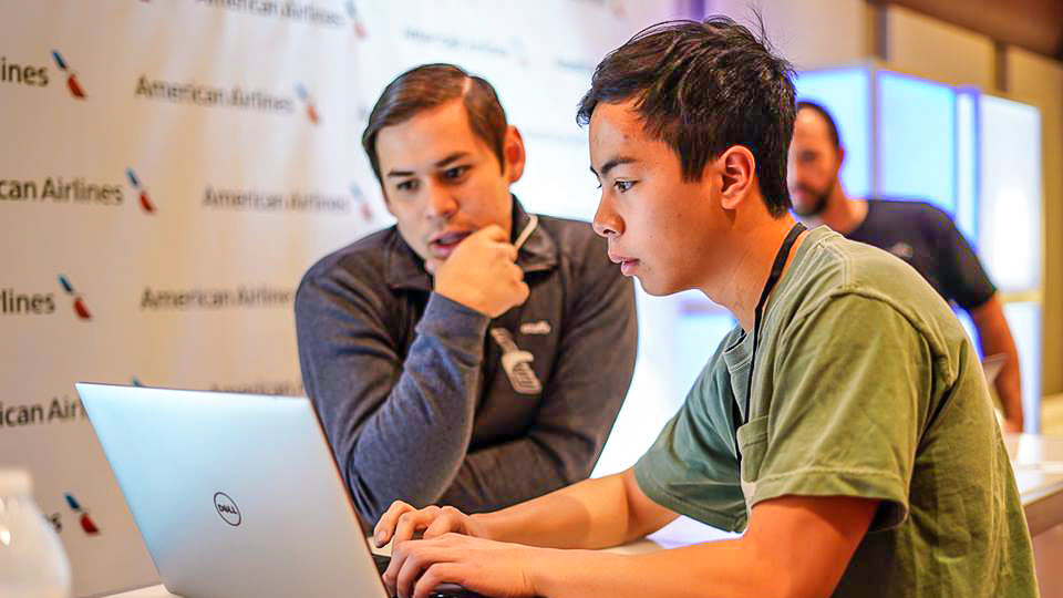 Image of students participating in TAMUhack.