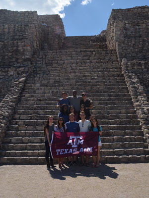 Brittney Nelson study abroad group at ruins