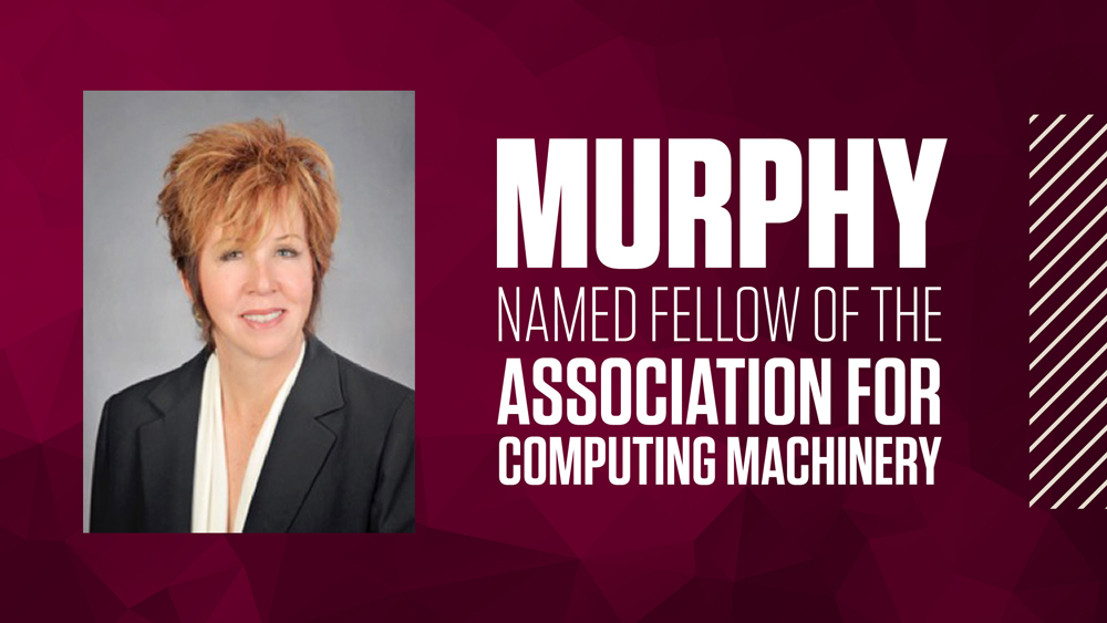 Dr. Robin Murphy. Text on left side of image: "Murphy named fellow of the association for computing machinery."