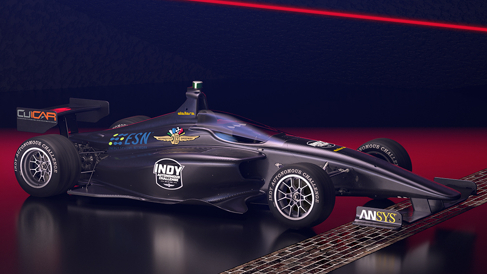 Rendering of the test car for the driver-less Indy Autonomous Challenge