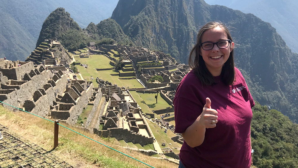 Texas A&M Civil Engineering Graduate Alyssa Walz on study abroad in Peru. 