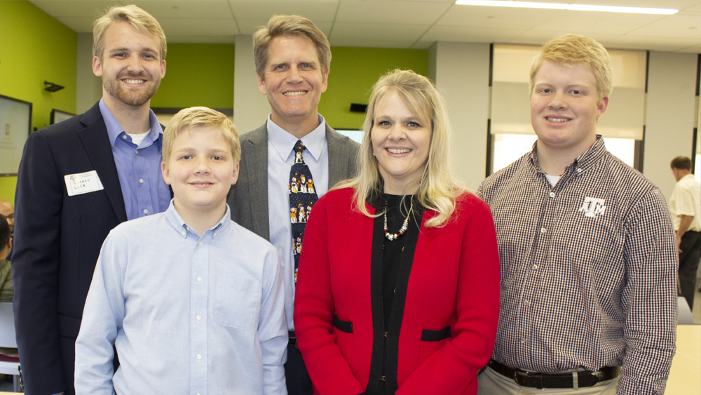 Back (left to right): Conner Lutz, '19, his father James Lutz and brother Ryan Lutz (front, left to right) brother Kyle Lutz and mother Melissa Lutz