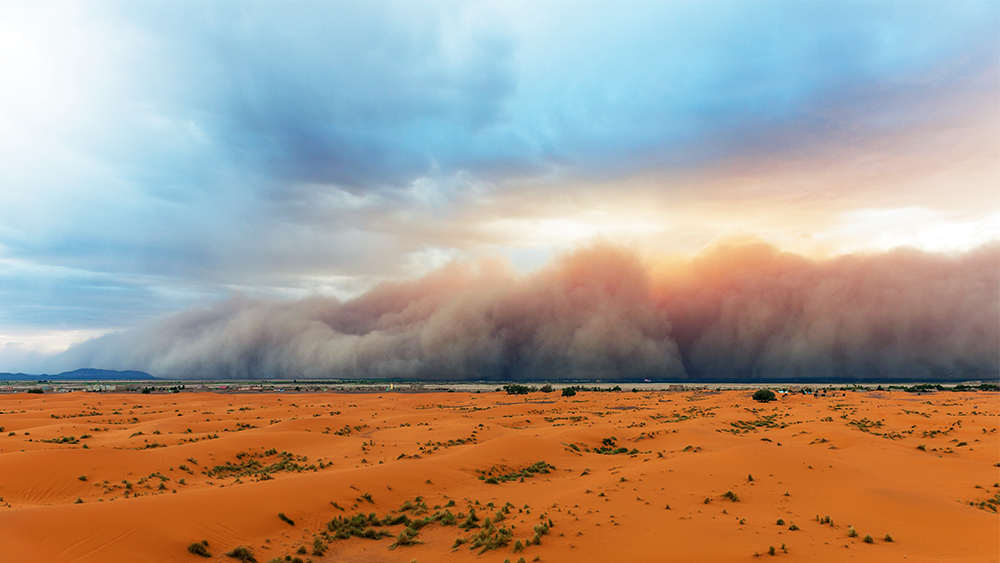 A sandstorm from the Saharan Desert moves across Africa impacting places in the eastern Caribbean, and sometimes passing over the southern United States