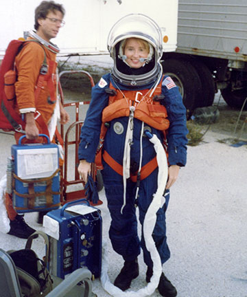 Tabitha Kavalew in space uniform.