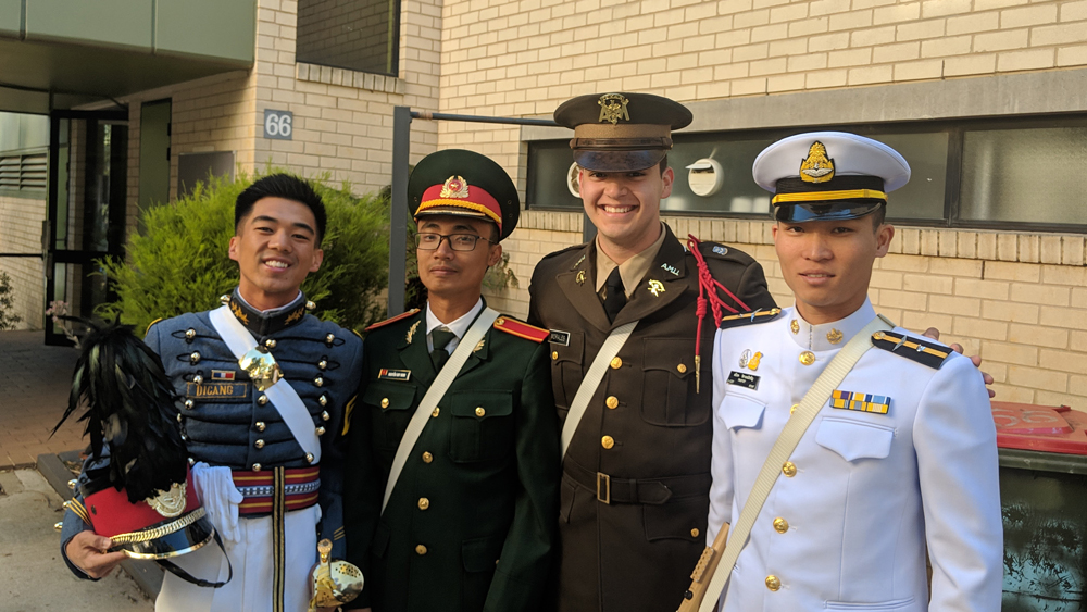 Alejandro Morales and fellow students at the Australian Defence Force Academy 