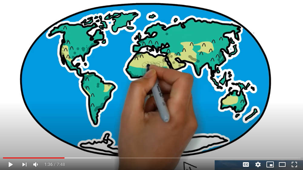 Screenshot of YouTube video showing a globe being drawn