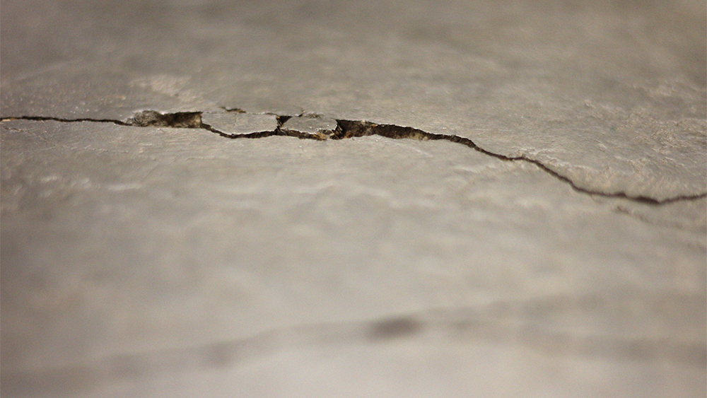 large surface crack in solid material