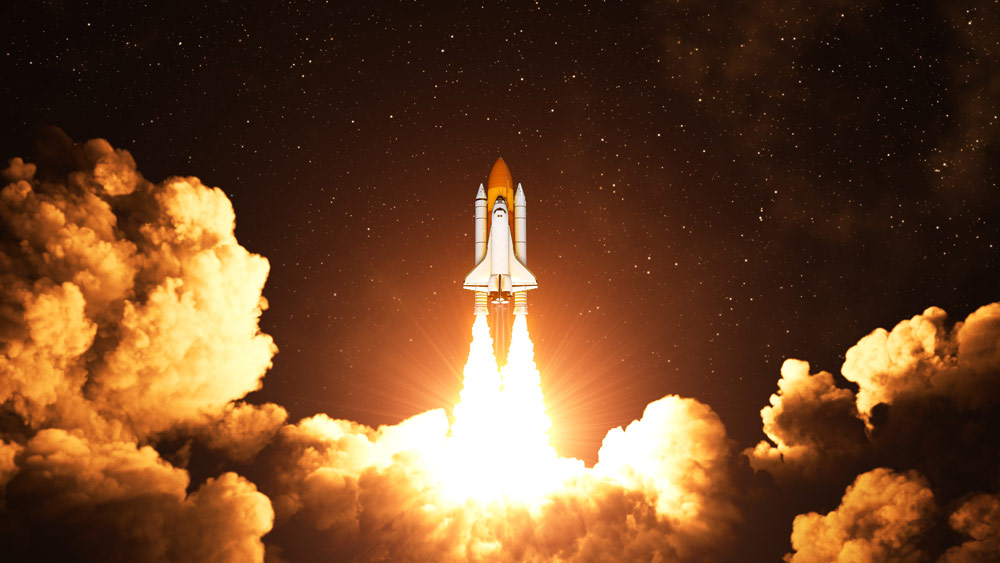The space shuttle taking off from Earth GettyImages-1164083375