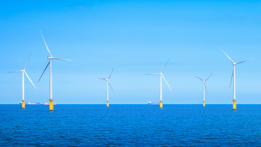 Floating wind turbines in the ocean