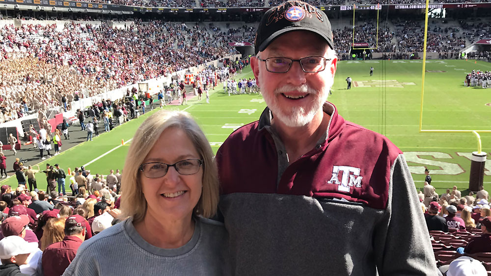 Irene and Curtis Lohr at a Texas A&M University football game. 