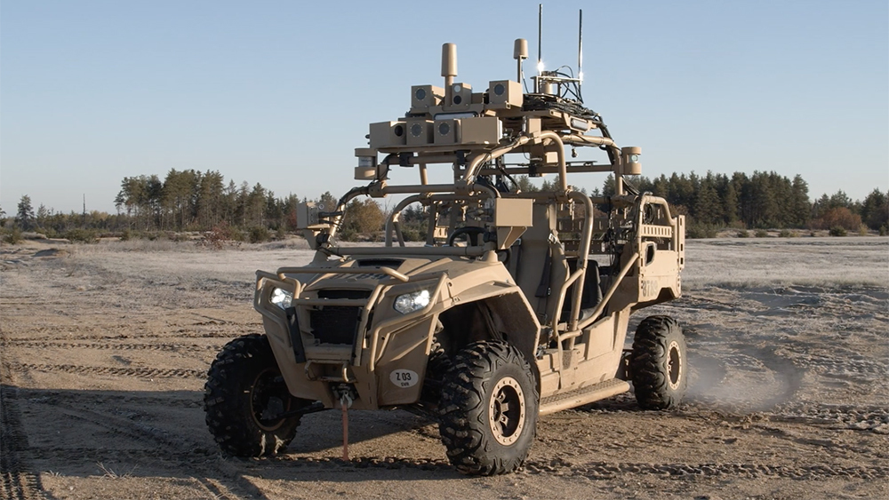 An Army vehicle used to test artificial intelligence technology. 