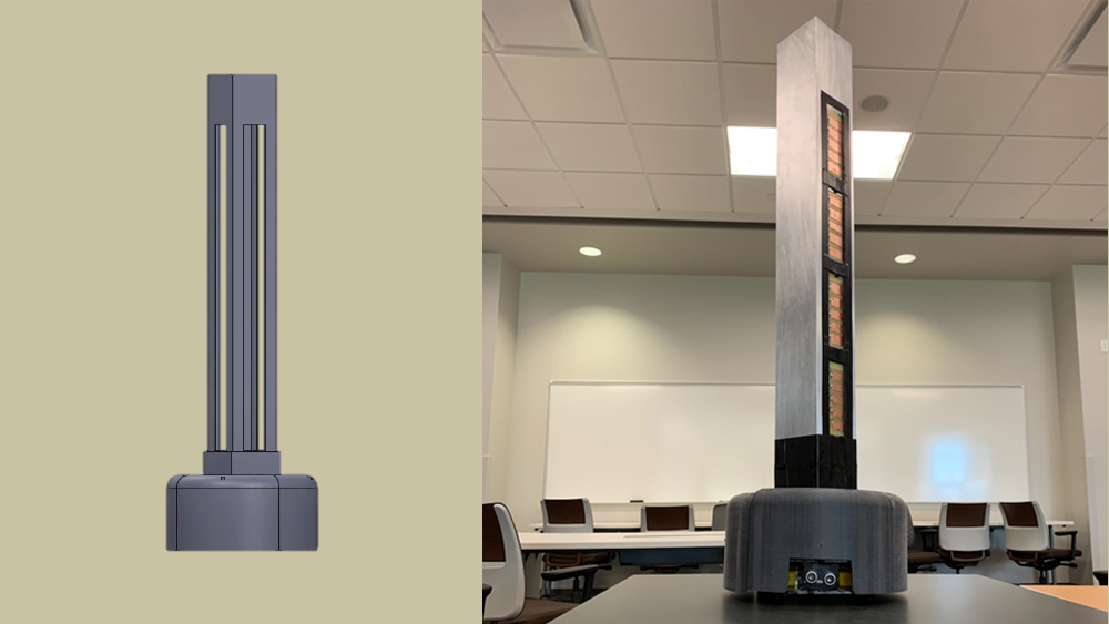 A rendering and completed tower prototype