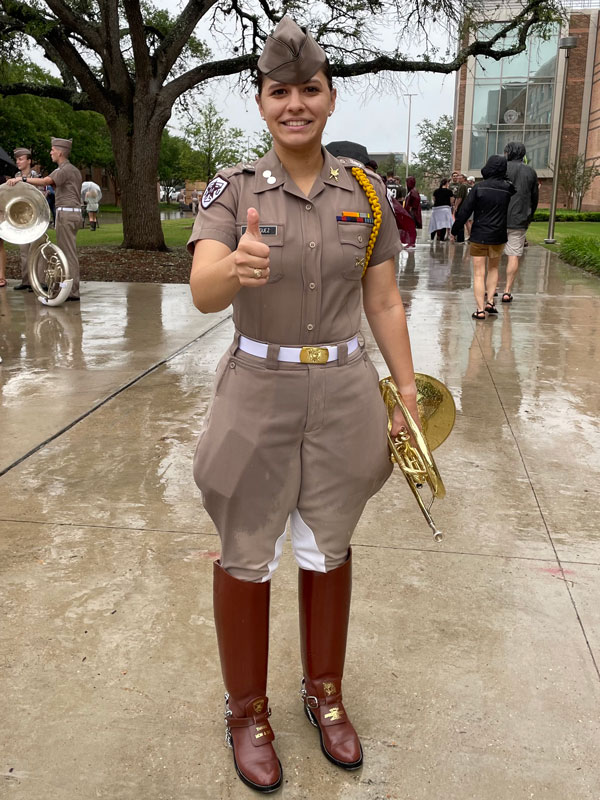 Victoria Arelle Rodriguez in the Corps of Cadets Fightin’ Texas Aggie Band