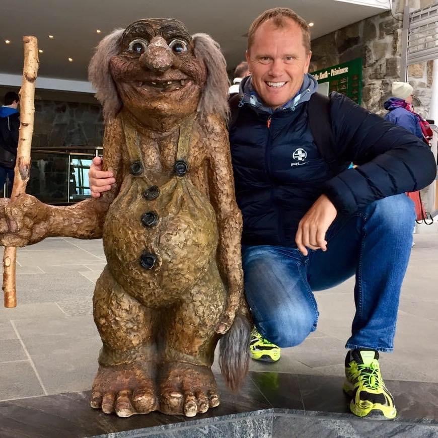 Stein Rasmussen ’93 with a troll statue in North Cape