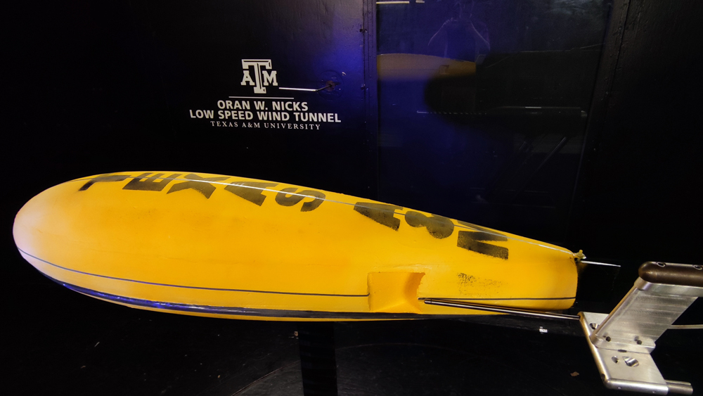 The submarine designed by ocean engineering students to compete in the international submarine races 
