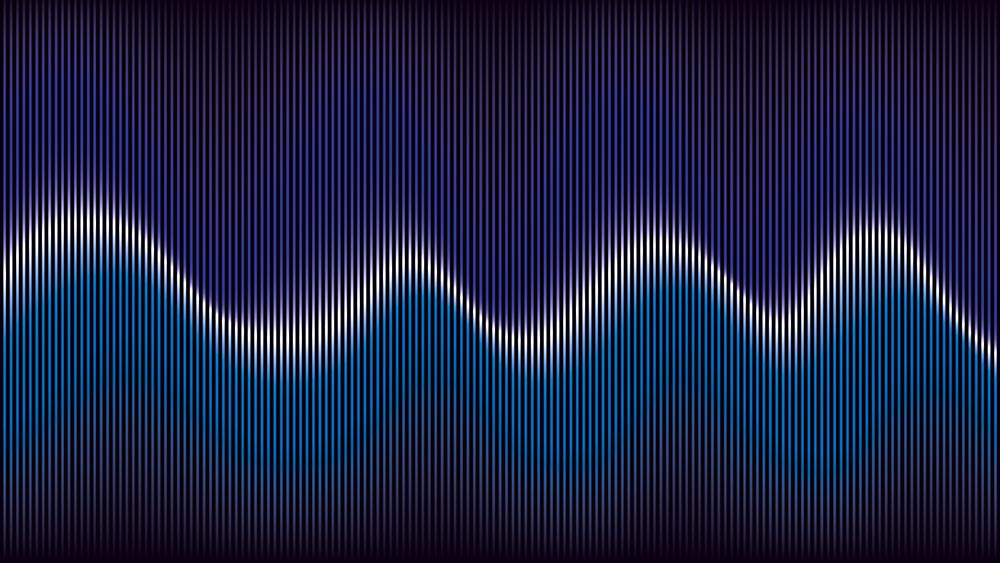 abstract image of a sound wavelength in dark blue and light blue colors