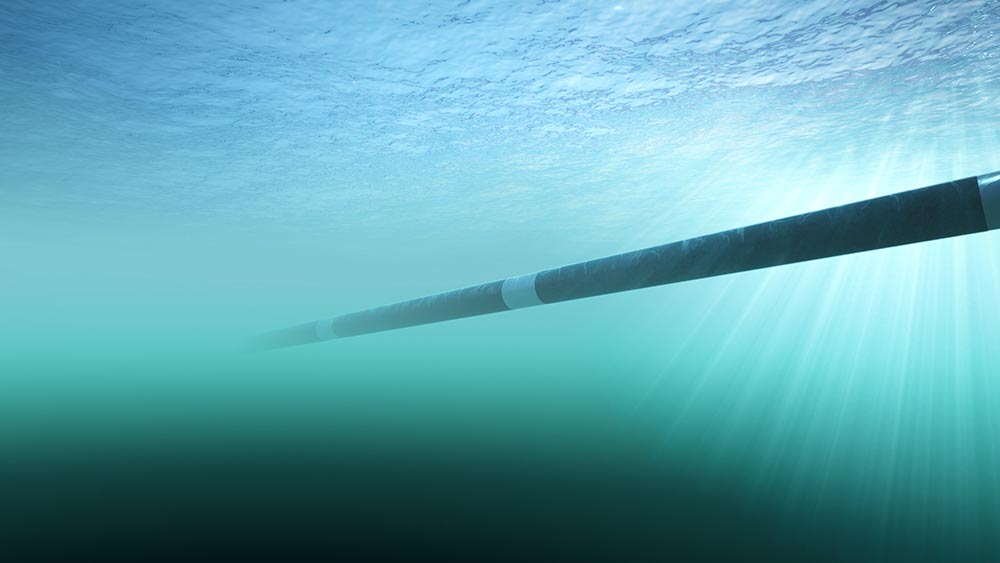 a subsea pipeline shown under the ocean waves