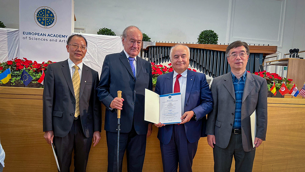 Dr. Ali Erdemir with members of the European Academy of Sciences and Arts at his induction ceremony.